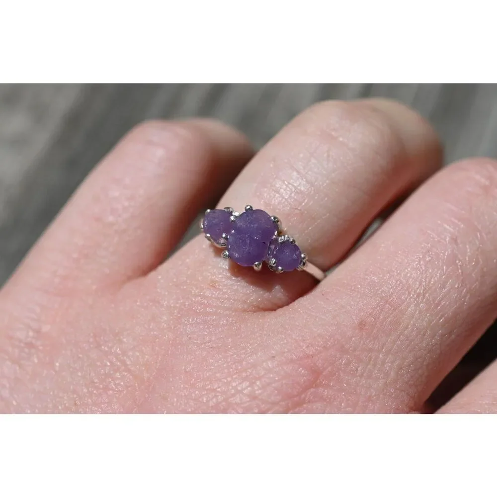 Grape Agate Engagement Ring. sterling silver